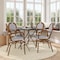 Flash Furniture Lourdes Thonet French Bistro Stacking Chair w/Arms, White/Navy PE Rattan/Bamboo Alum Frame, 4PK 4-SDA-AD642002A-WHNVY-NAT-GG - alternate 1